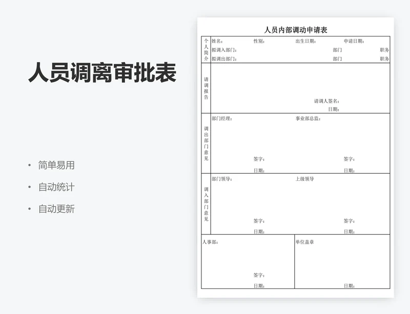 人员调离审批表