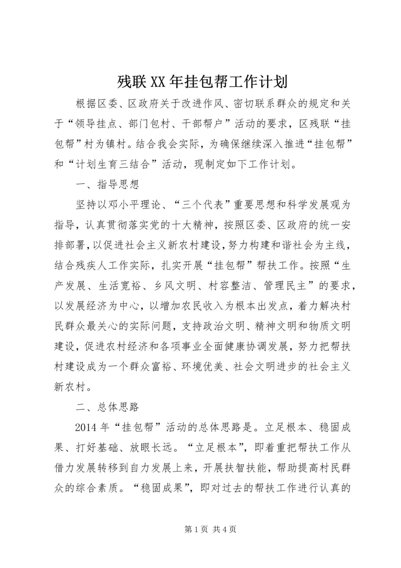 残联XX年挂包帮工作计划.docx