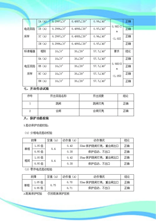 KV线路保护装置试验报告