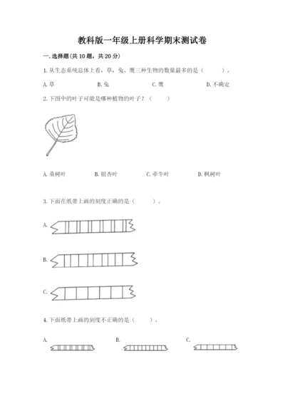 教科版一年级上册科学期末测试卷及1套完整答案.docx