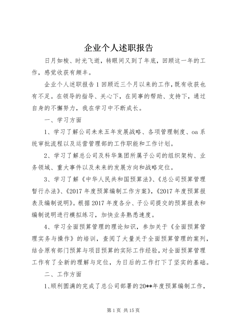 企业个人述职报告精编.docx