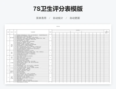 7S卫生评分表模版