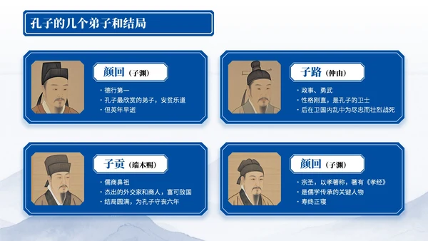 深蓝色中国风孔子诞辰PPT模板
