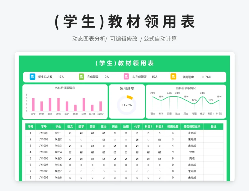 (学生)教材领用表