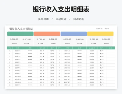 银行收入支出明细表