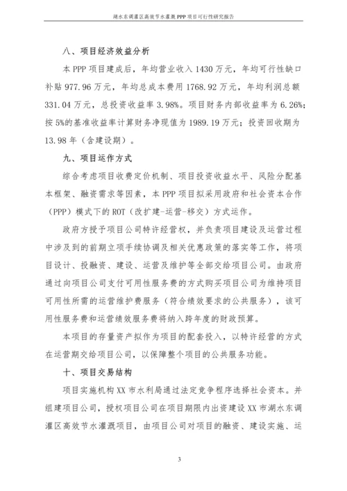 湖水东调灌区高效节水灌溉PPP项目可行性研究报告.docx