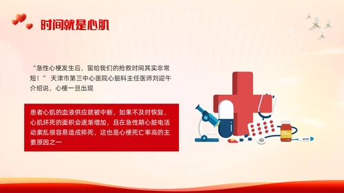 红色简约中国1120心梗救治日PPT模板宣传PPT动态PPT..
