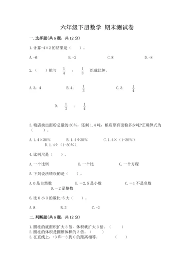 六年级下册数学 期末测试卷精品（名校卷）.docx