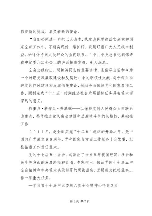 学习第十七届中纪委第六次全会精神心得 (2).docx