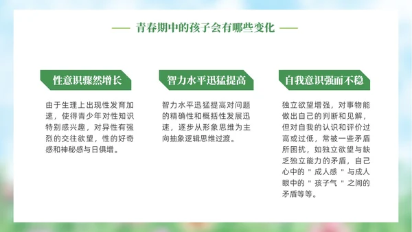 小清新水彩风青春期青少年家庭教育PPT