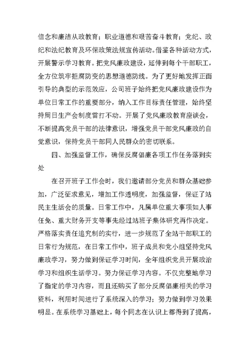 公司党风和反腐倡廉工作自查报告