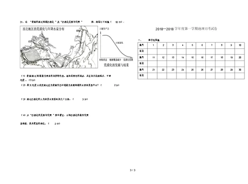 高二地理必修三期中考试卷及答案
