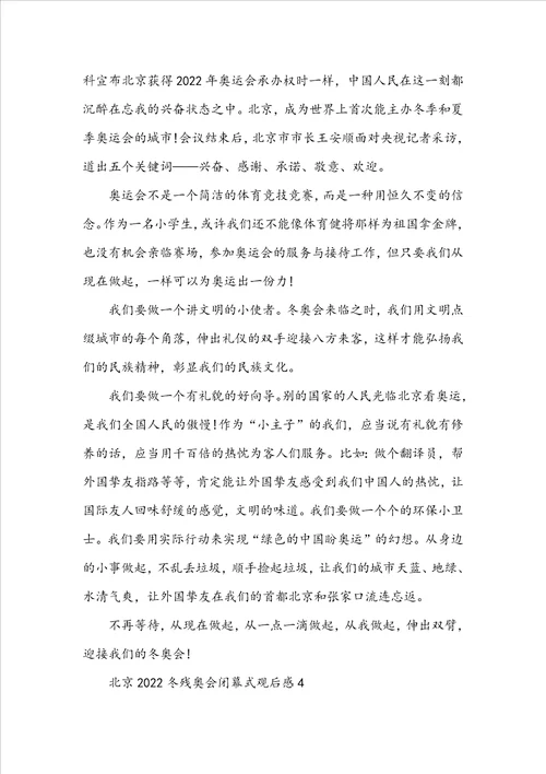北京2022冬残奥会闭幕式观后感十篇