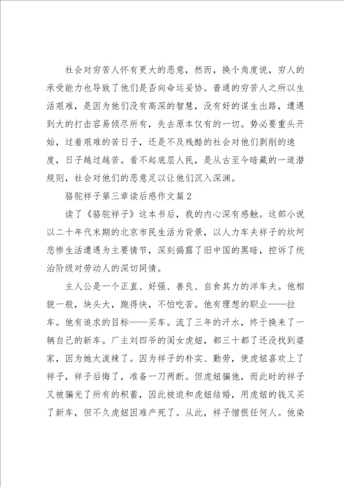 骆驼祥子第三章读后感作文9篇