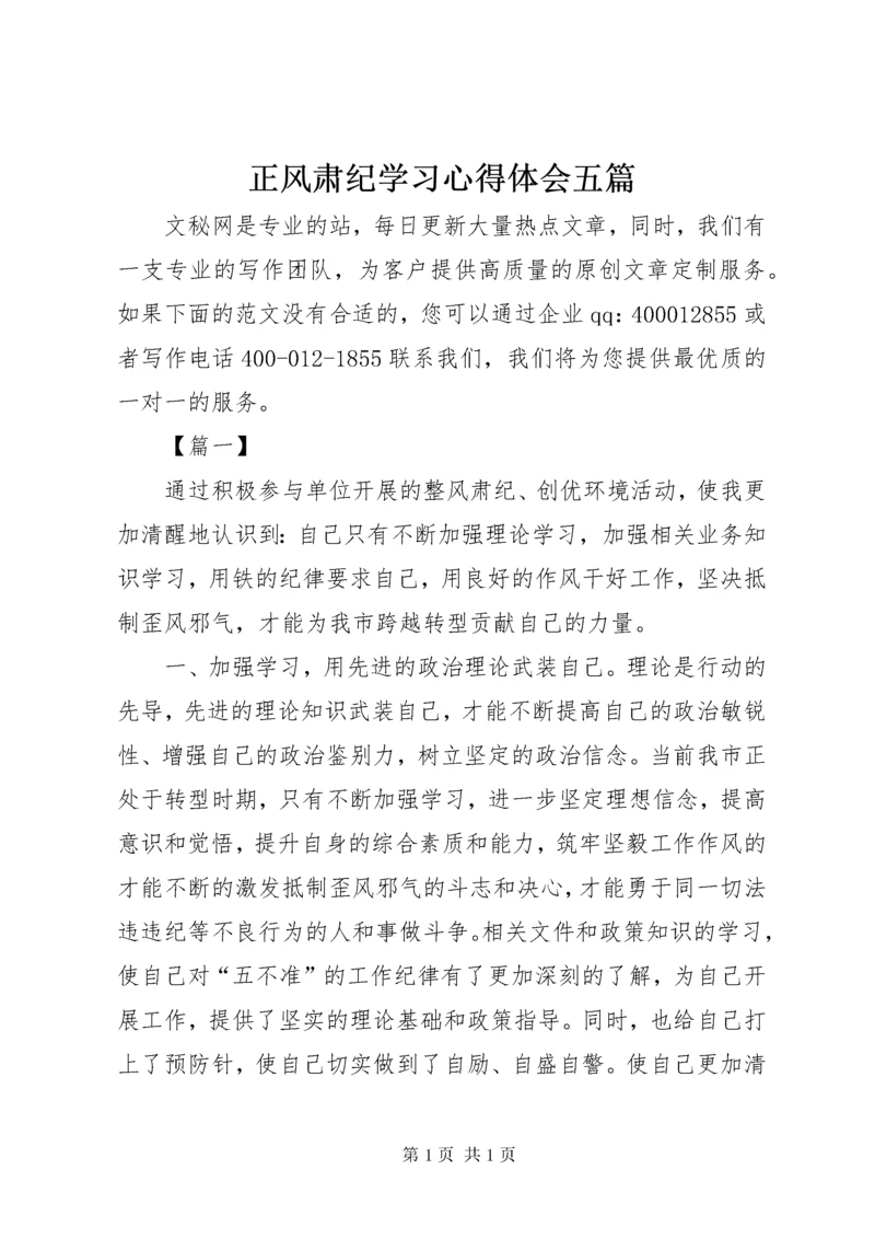 正风肃纪学习心得体会五篇.docx