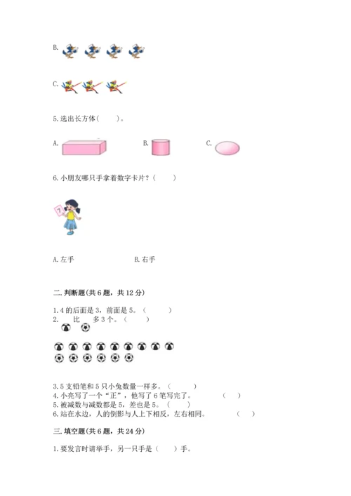小学一年级上册数学期中测试卷（典优）word版.docx