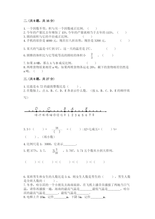 小学六年级数学期末自测题【基础题】.docx