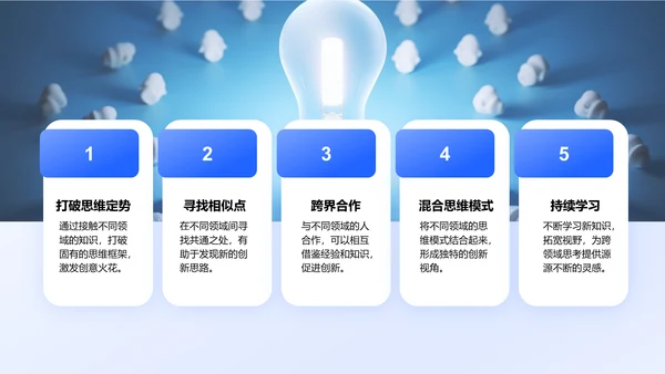 蓝色3D风团队创意与创新思维激发PPT模板