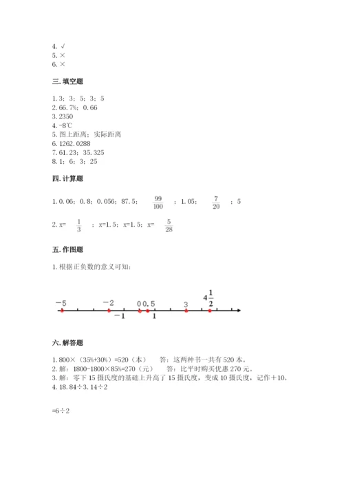 石家庄市高邑县六年级下册数学期末测试卷新版.docx