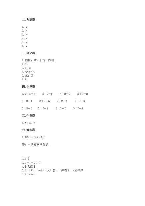 人教版一年级上册数学期中测试卷精品【考点梳理】.docx