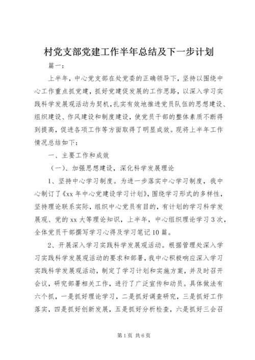 村党支部党建工作半年总结及下一步计划.docx