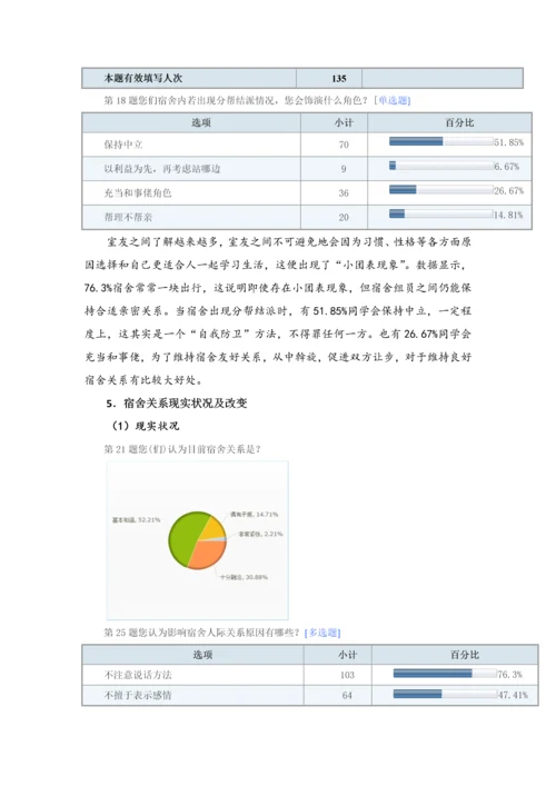 有关大学生宿舍关系的调查分析报告.docx