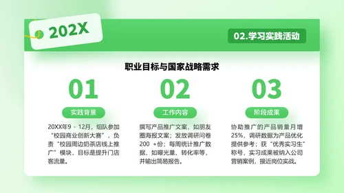 绿色通用版大学生职业生涯规划职业生涯展示PPT模版