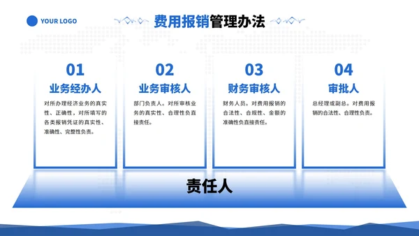 高级蓝色现代几何商务财务报销流程培训课程PPT模板