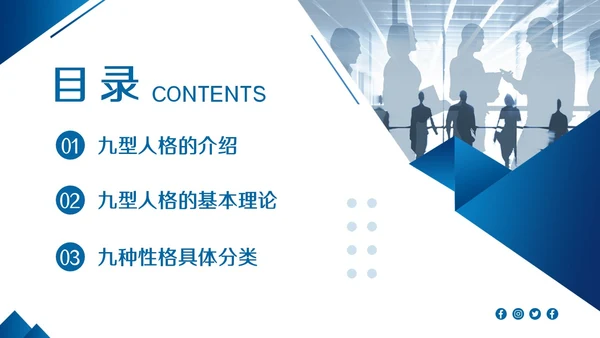 蓝色简约九型人格PPT模板宣传PPT动态PPT