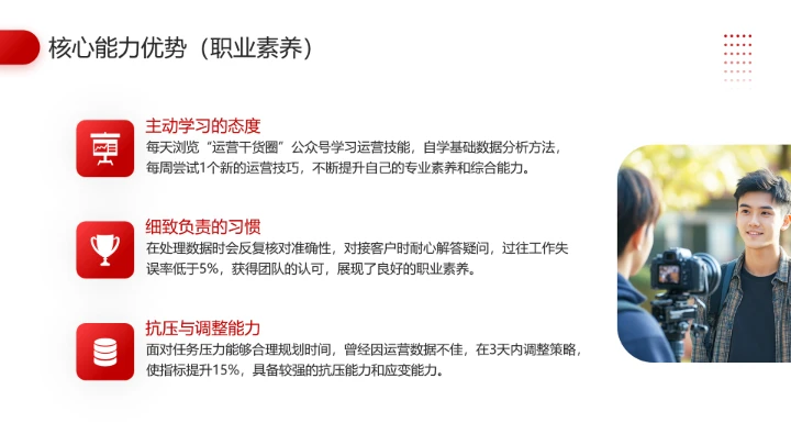 红色简约大学生职业生涯发展展示职业生涯规划通用版PPT