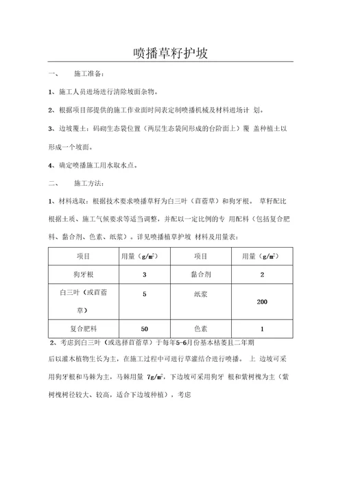 护坡喷播植草施工方案