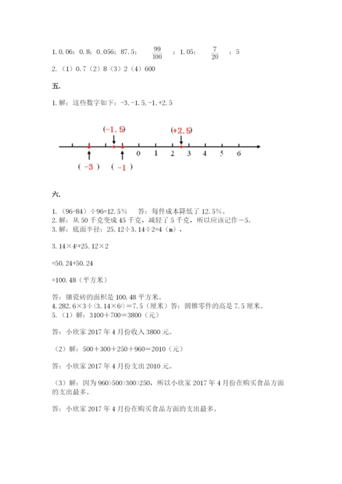 河南省平顶山市六年级下册数学期末考试试卷（网校专用）.docx