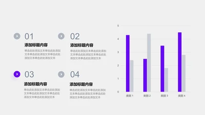 图表页-紫色商务风4项列表柱形图