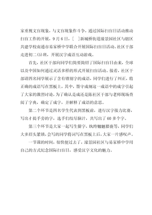 第51个国际扫盲日宣传活动总结范文