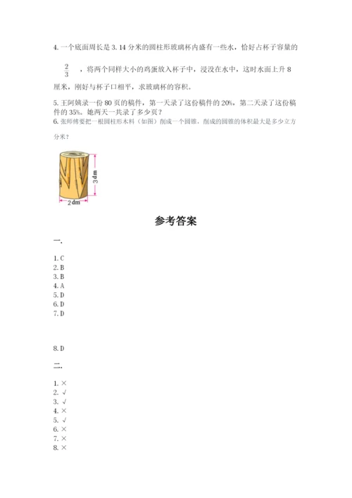 人教版数学六年级下册试题期末模拟检测卷完美版.docx