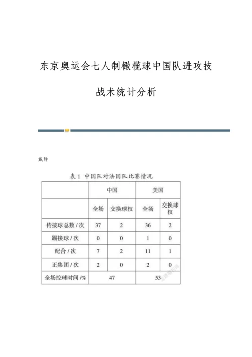 东京奥运会七人制橄榄球中国队进攻技战术统计分析.docx