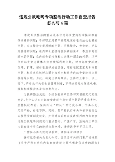 违规公款吃喝专项整治行动工作自查报告怎么写4篇.docx