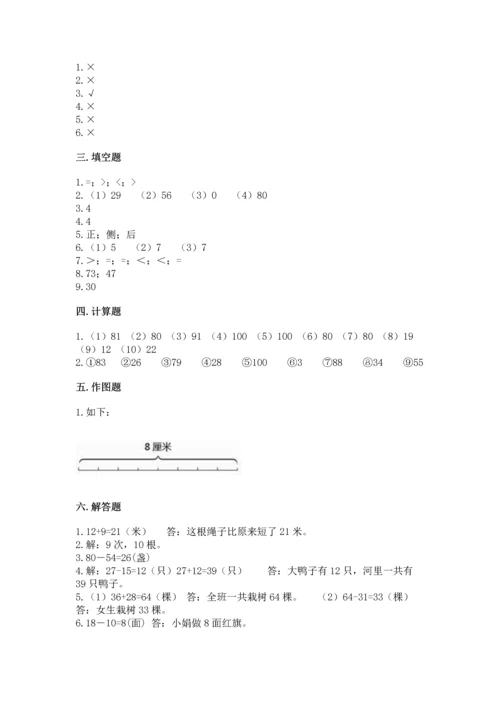 人教版数学二年级上册期末测试卷及一套完整答案.docx