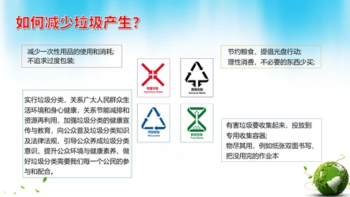 卡通垃圾分类宣传教育生活垃圾分类科普课件PPT模版