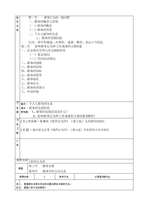 《组织行为学》原始教案