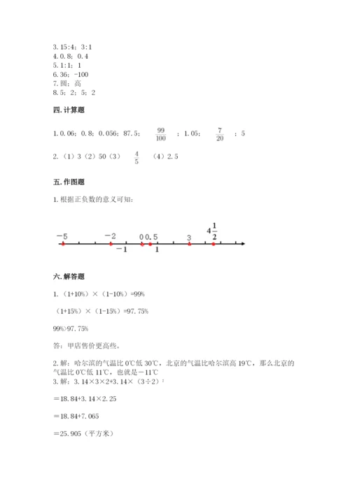 冀教版小学六年级下册数学期末检测试题附参考答案（轻巧夺冠）.docx