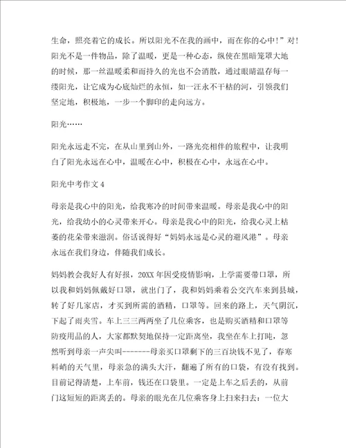 阳光中考作文