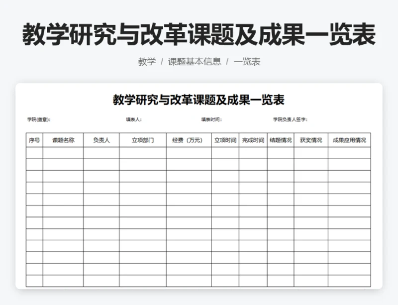 教学研究与改革课题及成果一览表