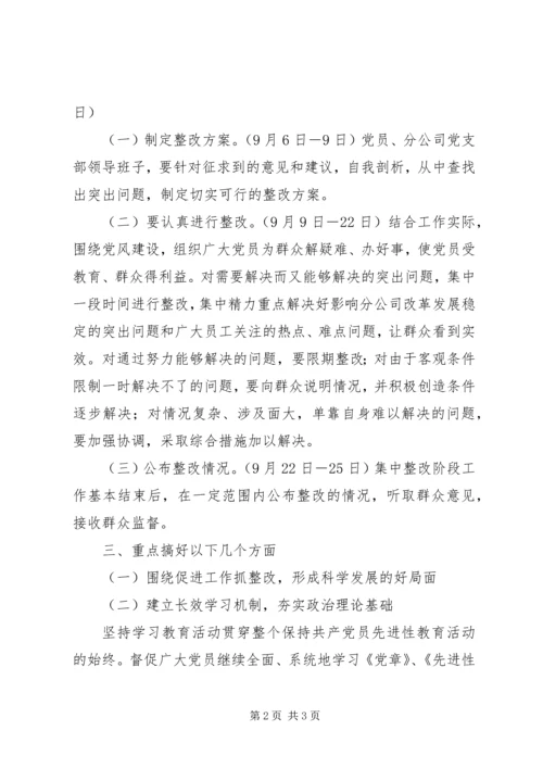 通信公司党委党员先进性教育活动整改提高阶段具体方案.docx
