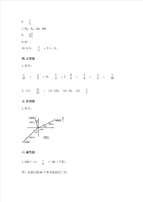 2022六年级上册数学期末测试卷附参考答案轻巧夺冠