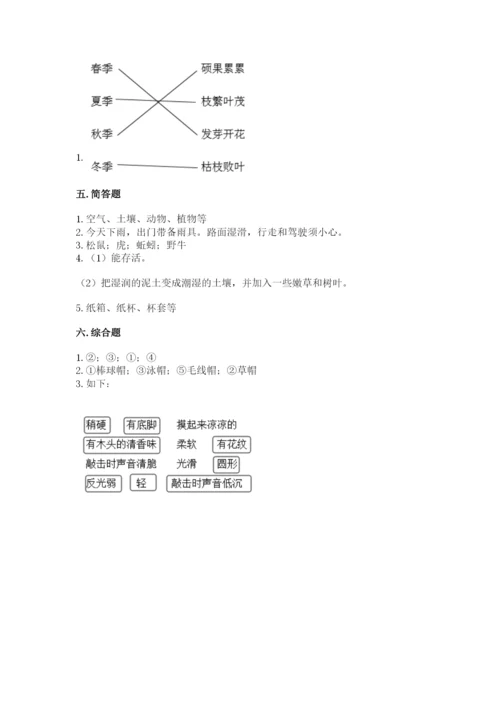 教科版二年级上册科学期末测试卷及参考答案【黄金题型】.docx