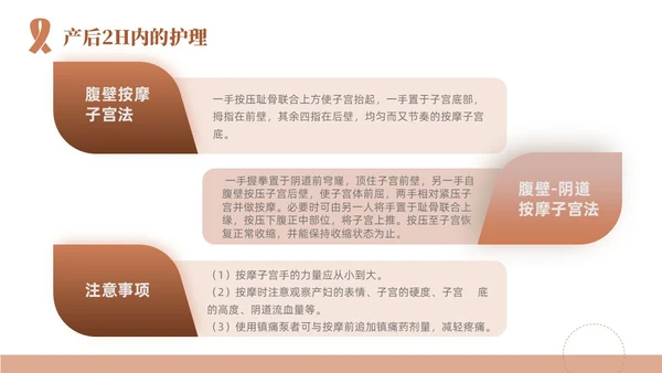粉色简约线条风产后护理培训医学妇产科PPT