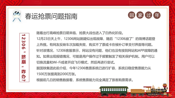 春运抢票攻略火车票PPT模板