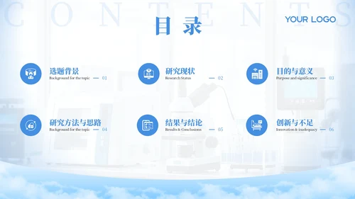 蓝色医学医疗科研汇报通用PPT模板