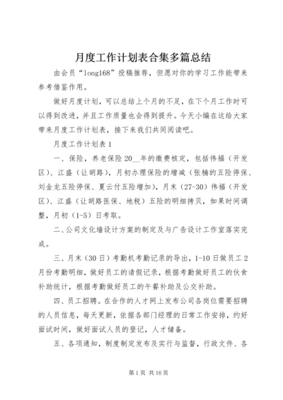 月度工作计划表合集多篇总结.docx